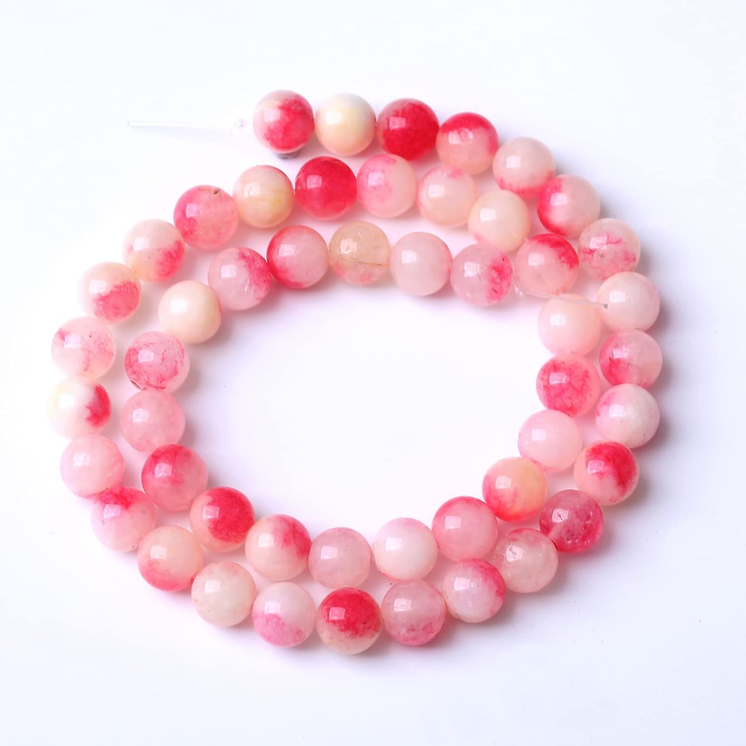 75PCS 10MM Pink Tourmaline Jade 2 Strands Stone Beads for Jewelry Making DIY Bracelet Necklace