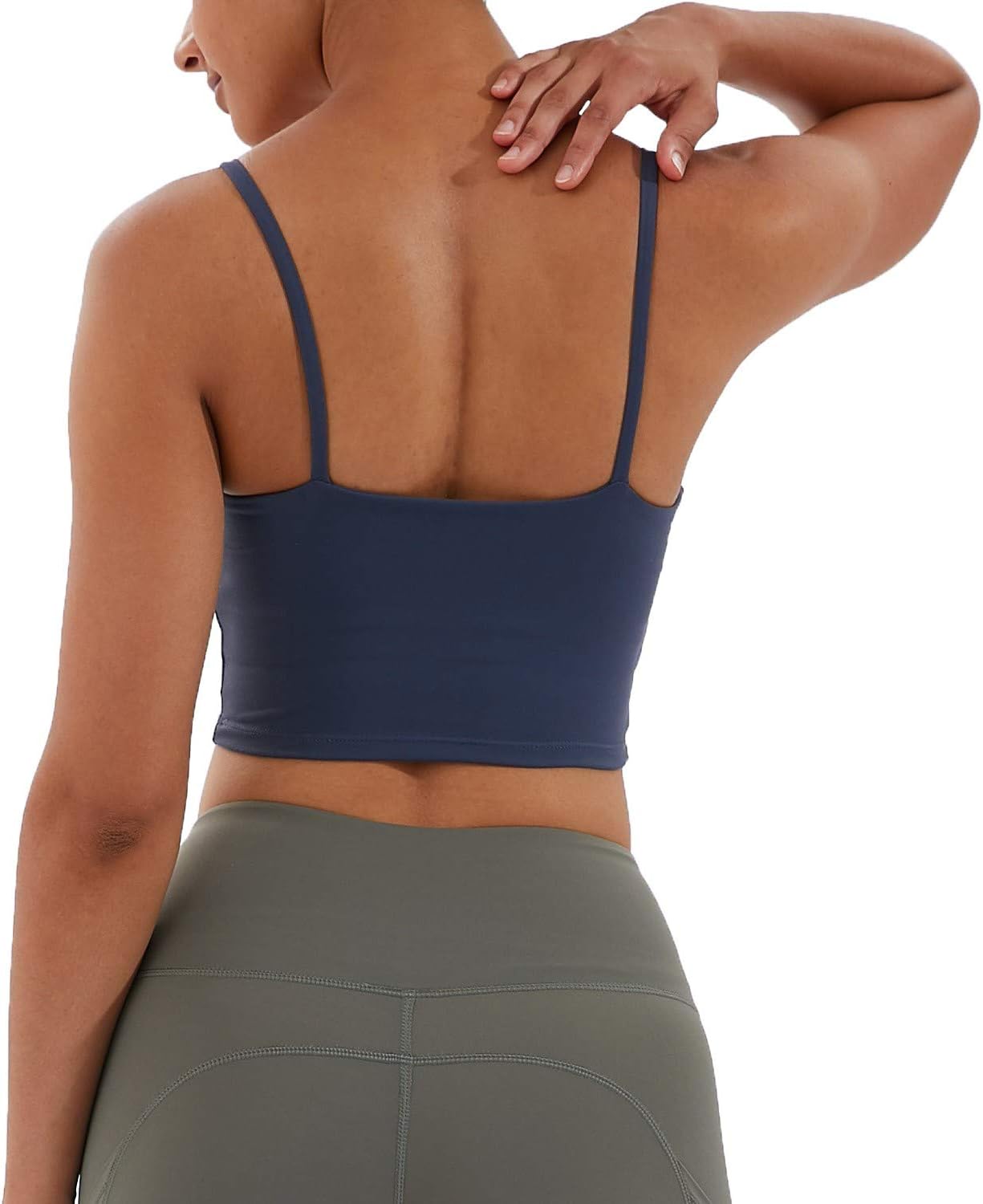 Women's Strappy Stretch Sports Bra Longline Yoga Tank Top Fitness Bra Workout Camisole Crop Tops for Teen Girl