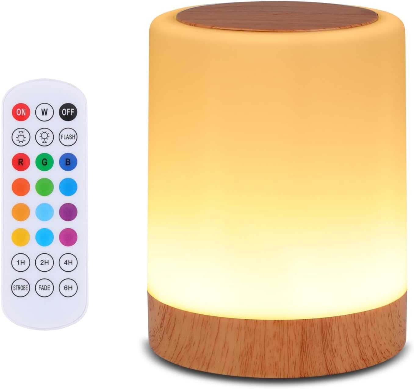 OORUN Touch Bedside Table Lamp,13 RGB Colors & 5 Brightness, USB Rechargeable Desk Lamp, Remote Control Dimmable Night Light with RGB Color Changing,Portable Lamp for Baby (2 Pack Black)