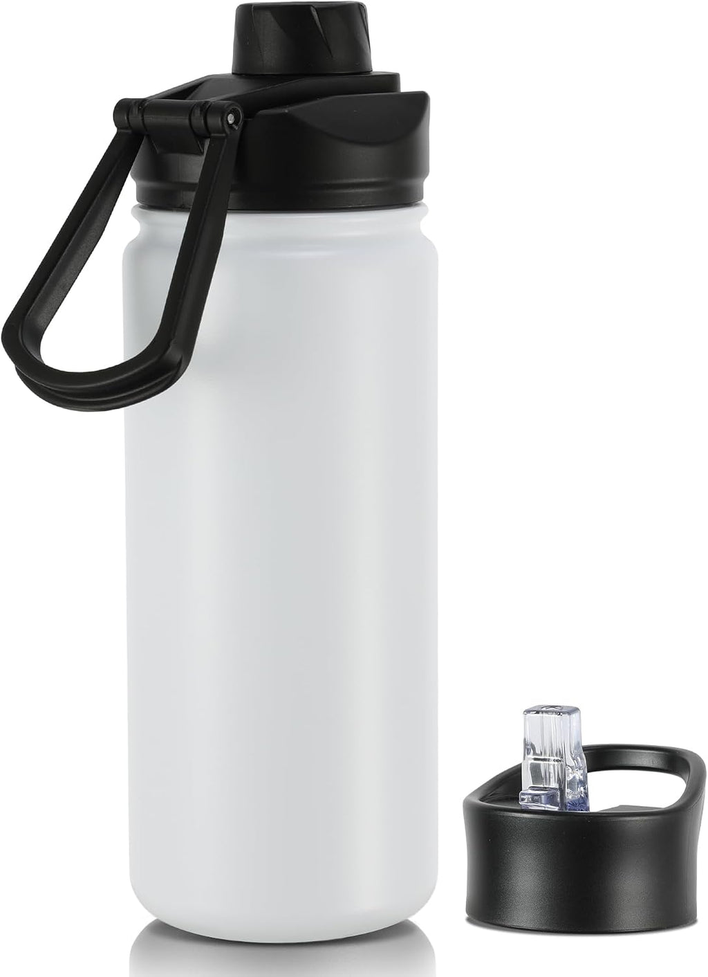 16 oz Insulated Water Bottle with Straw Lids, Stainless Steel Kids Water Bottles for School, Double Wall Vacuum Metal Water Bottle with Straw & Wide Mouth Lid, Bubble Gum 8 Pack