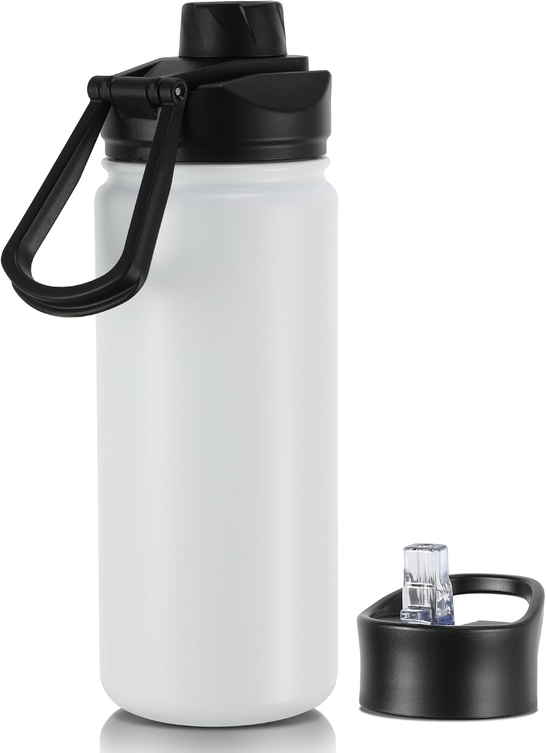 16 oz Insulated Water Bottle with Straw Lids, Stainless Steel Kids Water Bottles for School, Double Wall Vacuum Metal Water Bottle with Straw & Wide Mouth Lid, Bubble Gum 8 Pack