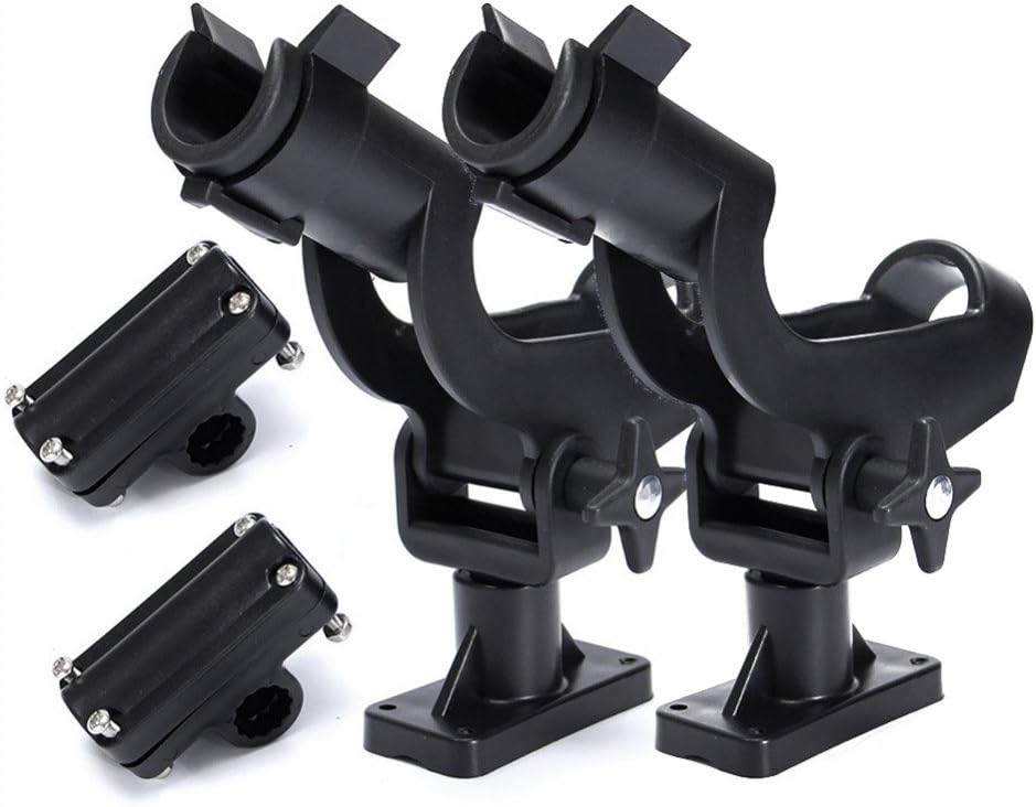 HiUmi Adjustable Rotatable Plastic Fishing Rod 3 Mount Rack Holder Bracket Boat Canoeing Rowing Mount Kit Kayak Side Rod Holder