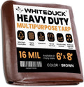 WHITEDUCK Super Heavy Duty Poly Tarp Cover 16 Mil with Grommets and Reinforced Edges (Brown- 16 Mil, 6' x 8')