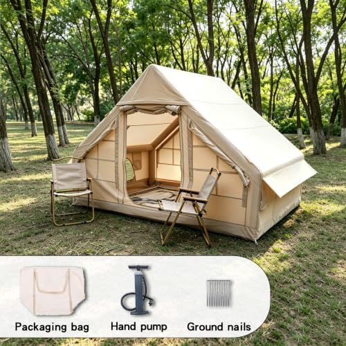 4-Person Inflatable Camping Glamping Tent, 9.8'x6.9' 6.6ft Height