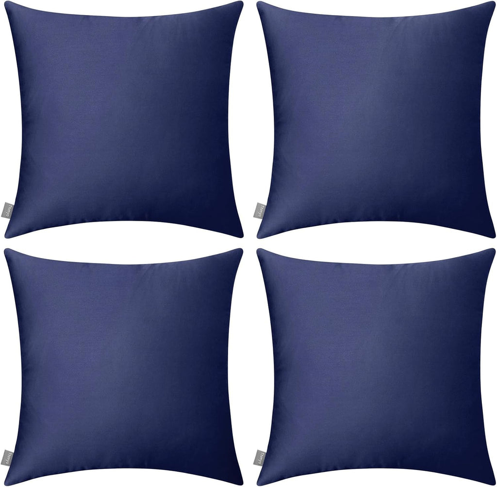 Thmyo 4-Pack 100% Cotton Solid Decorative Throw Pillow Case 18x18 Dark Blue
