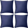 Thmyo 4-Pack 100% Cotton Solid Decorative Throw Pillow Case 18x18 Dark Blue