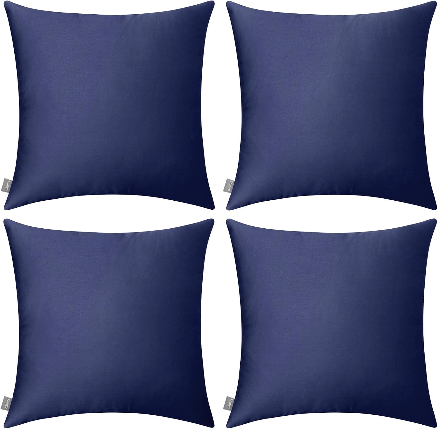 Thmyo 4-Pack 100% Cotton Solid Decorative Throw Pillow Case 18x18 Dark Blue