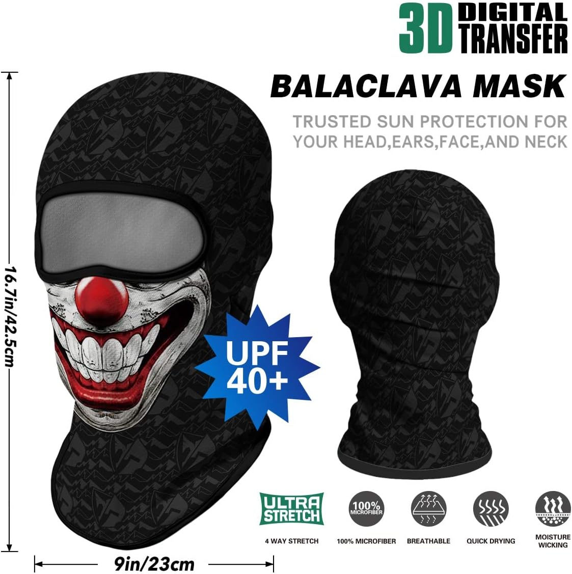 Red Plume 5PCS Ghosts Skull Print Balaclava Full Face Ski Mask UV Protection for Motorcycle Riding Outdoor Sports Men & Women
