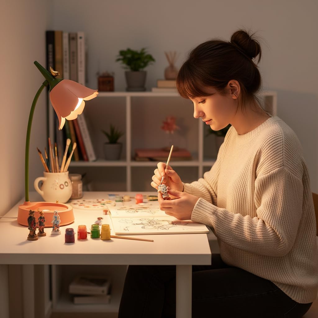 magical JD LED Desk Lamp Cordless Table Light Adjustable Gooseneck Dimmable Touch Rechargeable Battery Eye-Caring Night Light for Kids, Mini Cute Lamp for College Dorm Bedroom Reading, Yellow