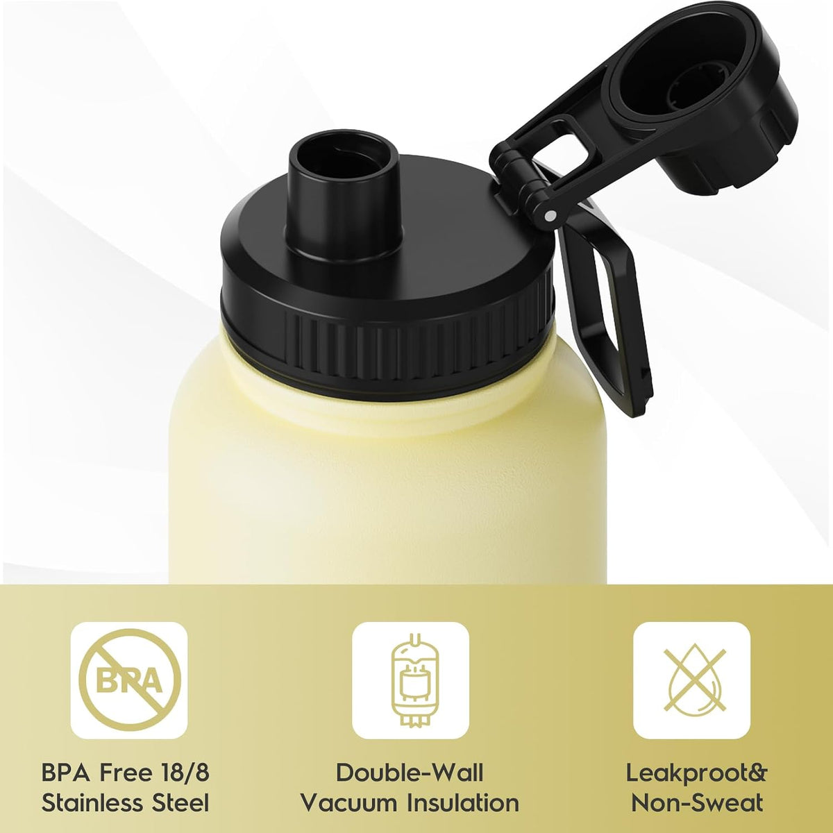 Navigate 32oz Insulated Water Bottle for Sports, Keep Cold 24H