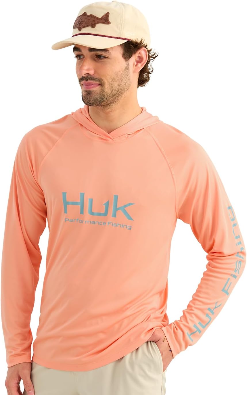 HUK Mens Pursuit Vented Long Sleeve Hoodie, Fishing Shirt with Hood