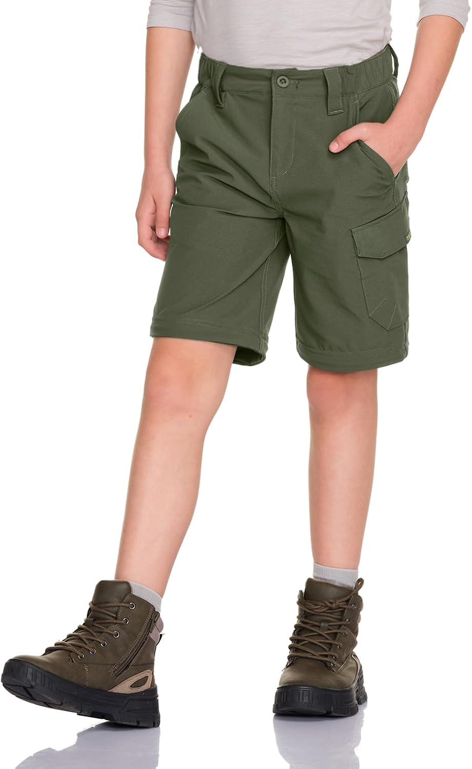 CQR Kids Youth Hiking Cargo Pants, UPF 50+ Quick Dry Convertible Zip Off Pants, Outdoor Camping Pants