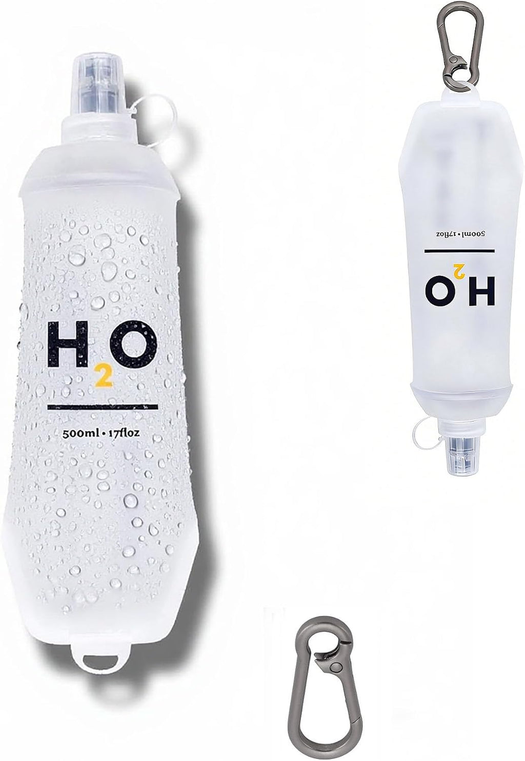 HECHZSO 2 Pack 500ml Soft Flask Running Water Bottles for Running Vests