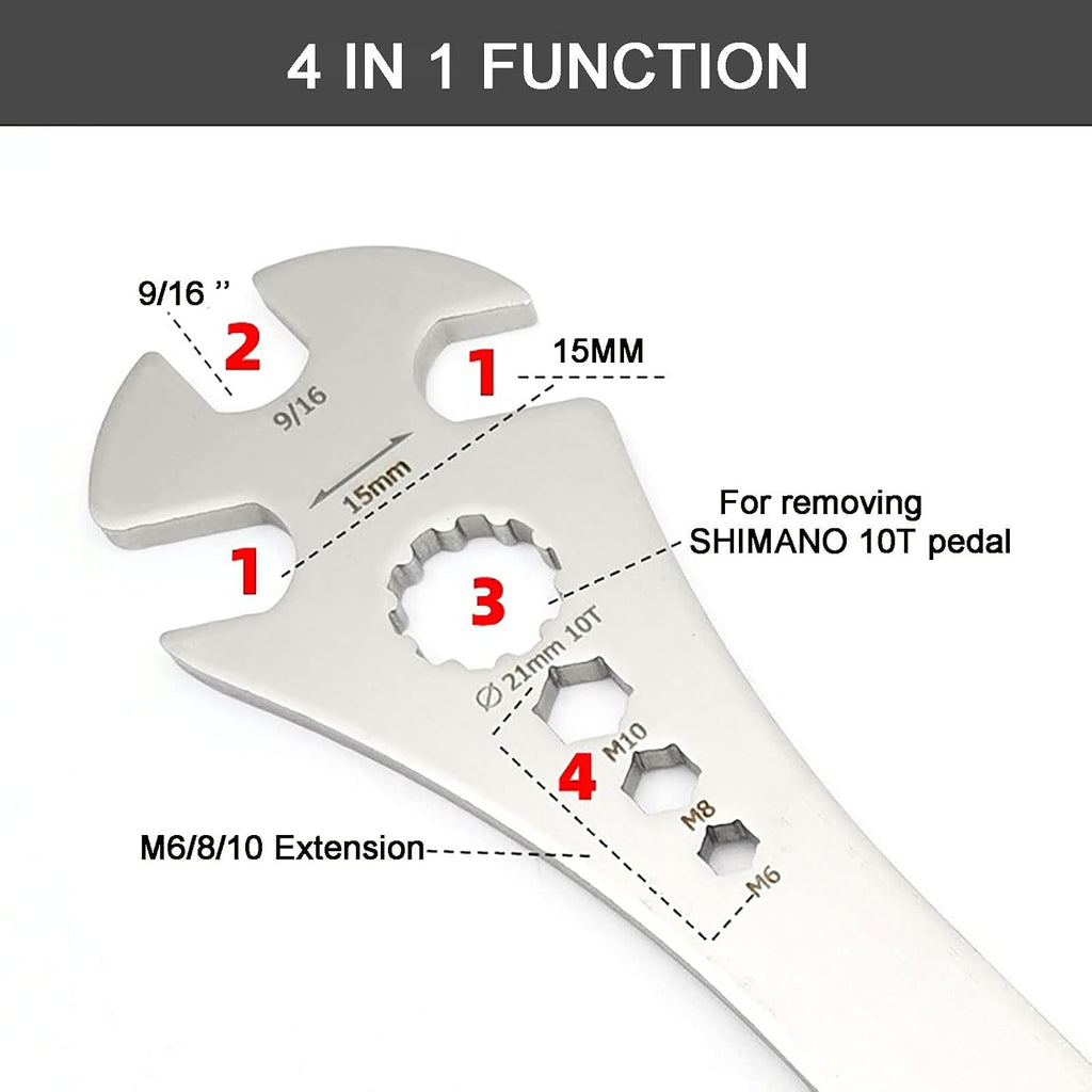 Bike Pedal Wrench, Bicycle Pedal Removal Tool with Extra Long Handle for Efficient Repair of Road and Mountain Bikes