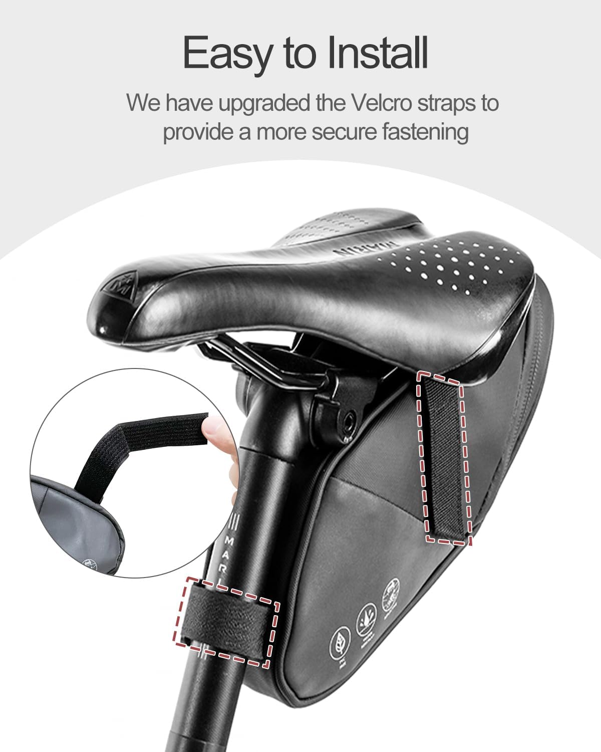 Bike Seat Bag, Water Resistant Bicycle Saddle Bag Under Seat, Cycling Seat Pack for Mountain Road Bikes and Commuter, 1L