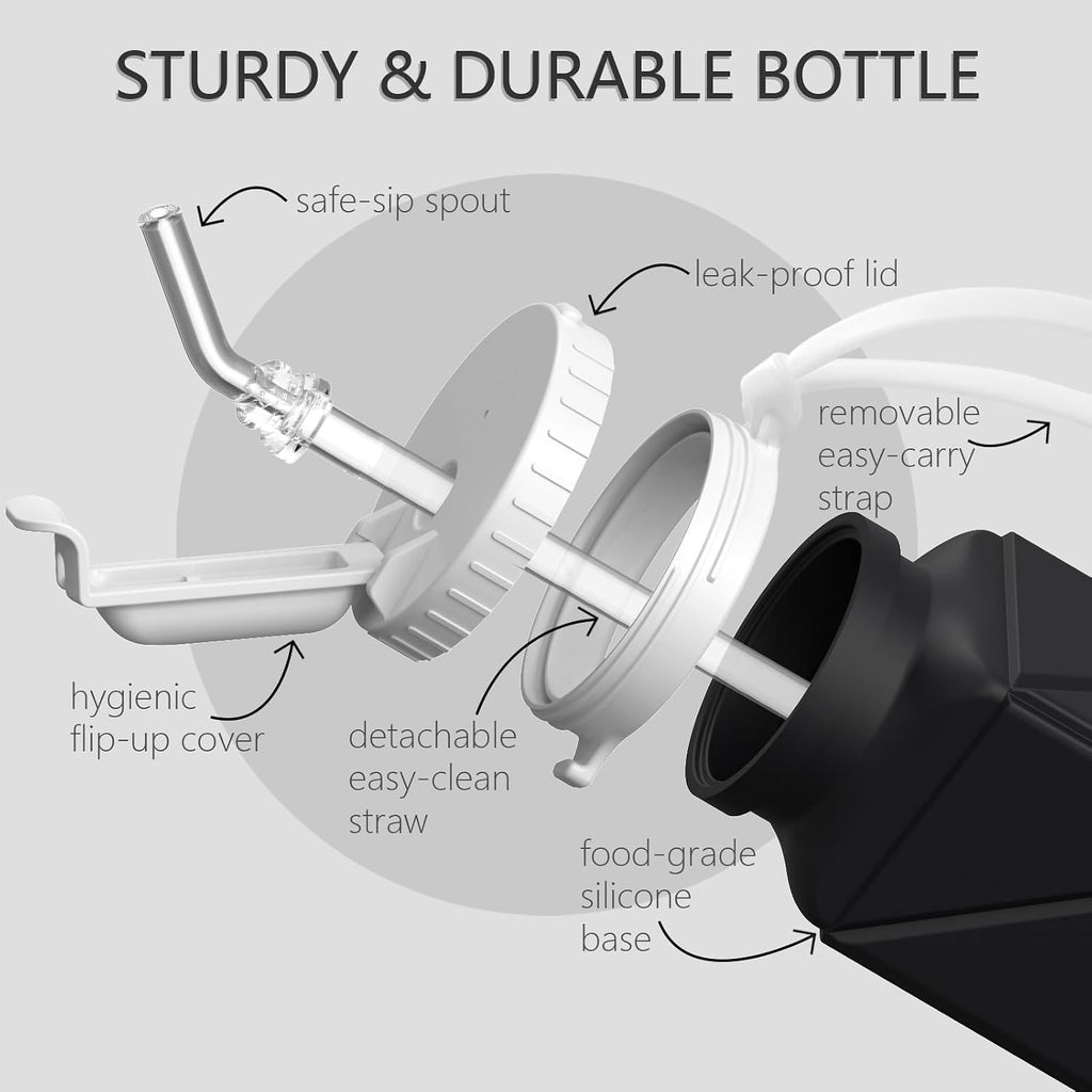 BEAUTAIL Collapsible Water Bottles with Straw 21 oz, Travel Water Bottle