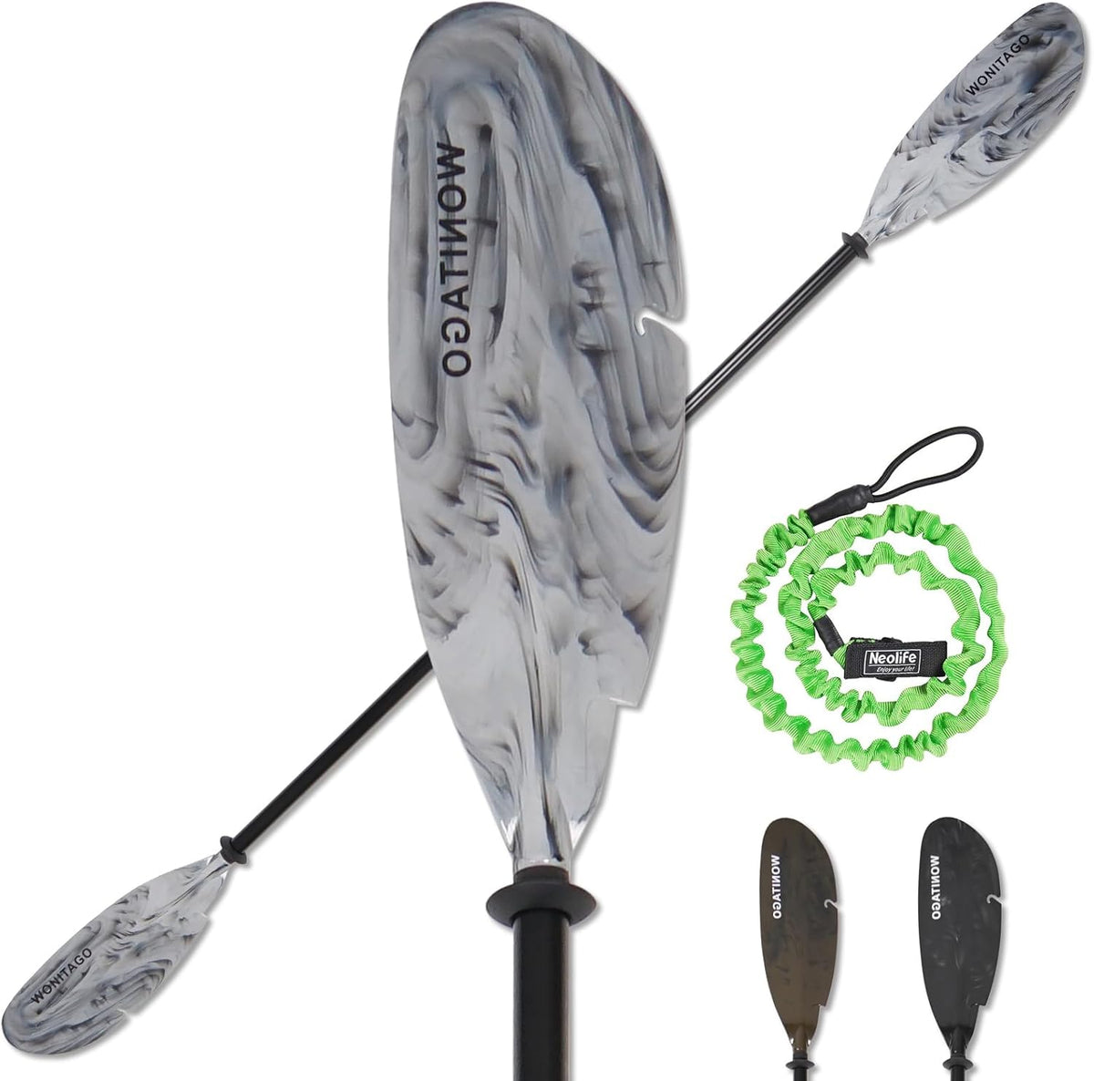 Angler Kayak Paddle Adjustable Fishing Kayak Oar with Paddle Leash