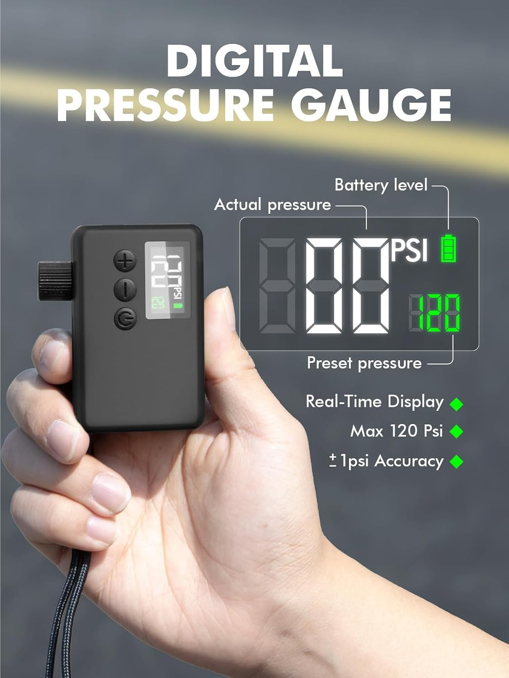 GPUTEK Mini Bike Pump Electric for Presta and Schrader Valves Bicycle Tire