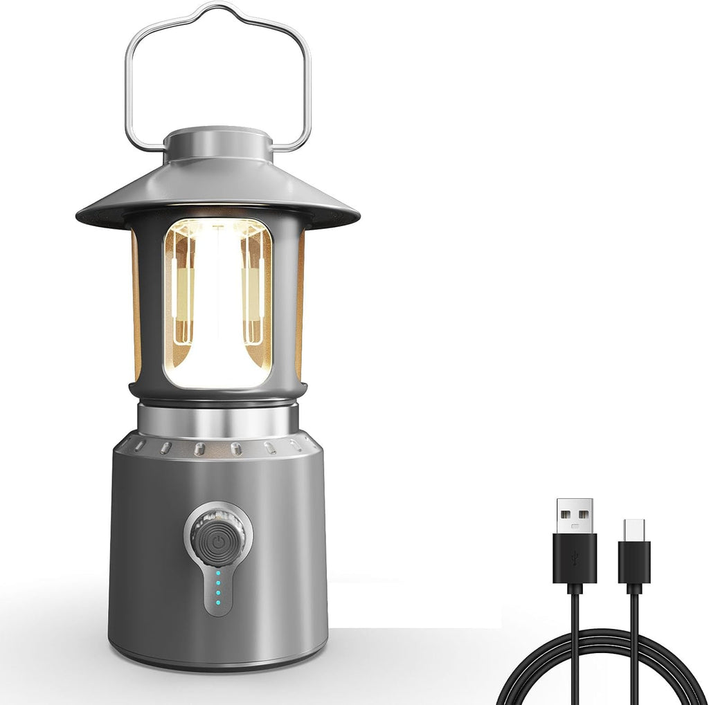 Rechargeable Camping Lantern, 8000mAh Telescopic Camping Light - 3 Light Modes, Adjustable Brightness & Height, Up to 80hrs Lasting - Vintage Lantern for Camping & Hiking (Copper)