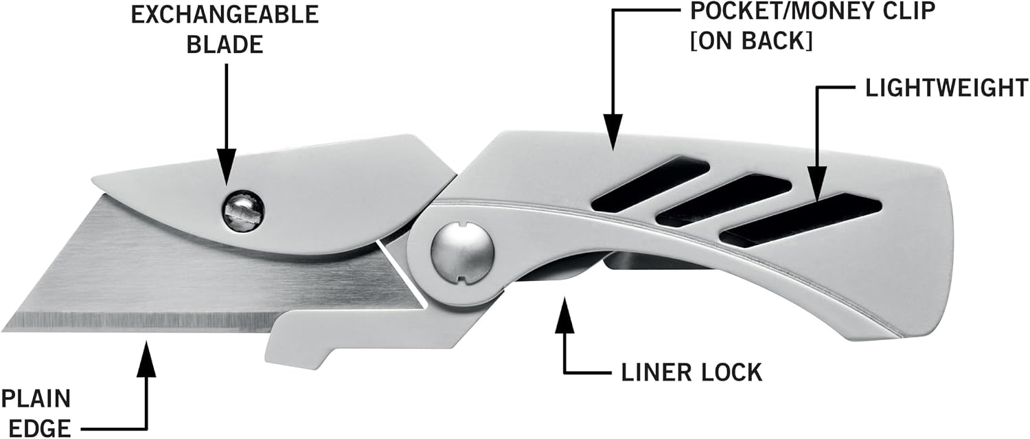 Gerber Gear EAB Lite Pocket Razor Knife with Money Clip - EDC Gear Folding Stainless Steel Utility Knife with Box Cutter Blade for Everyday Carry