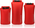 Waterproof Dry Bag 3-Pack (5L + 10L + 20L) – 30D Nylon Roll Top Dry Sacks with PU Coating, Lightweight Water-Resistant Storage for Kayaking, Camping, Hiking, Fishing & Beach (Red)