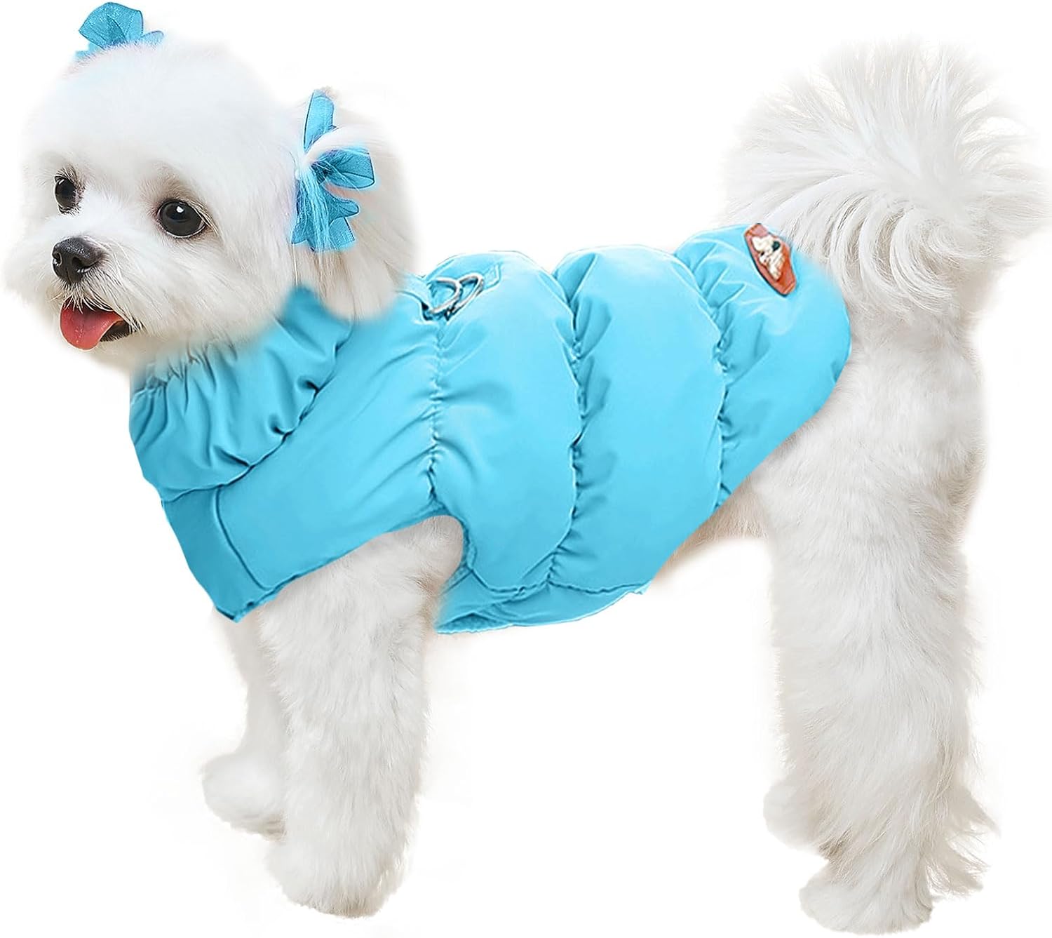 ABRRLO Winter Warm Dog Jacket for Small Medium Dogs Cat Cold Weather Coats with Harness Paded Dogs Fleece Vest Waterproof Windproof Dog Snow Jacket Pet Puppy Clothes (Pink,L)