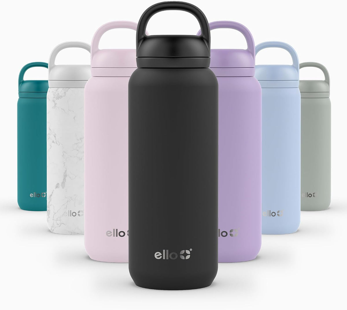 Ello Cooper 22oz Insulated Stainless Steel Water Bottle with Straw, Figgy
