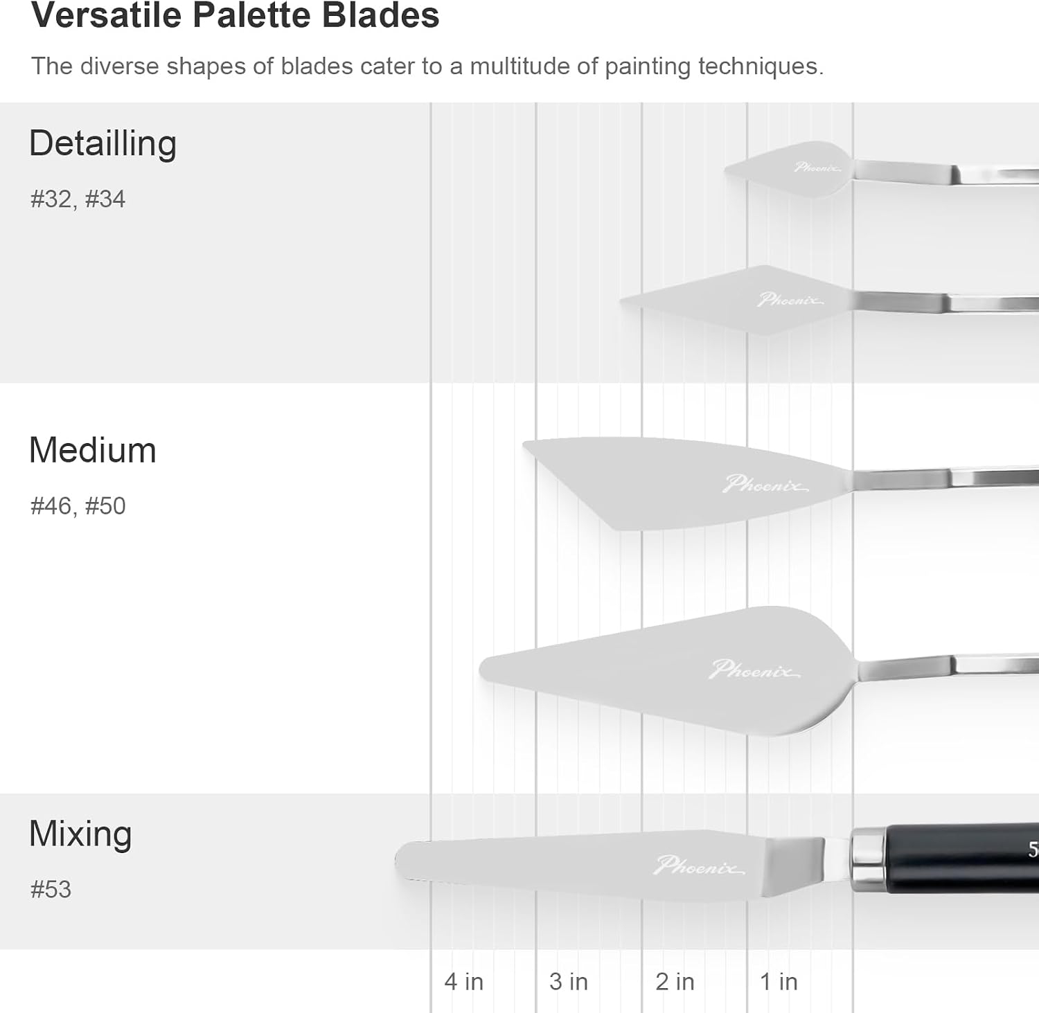 PHOENIX Flexible Palette Knife Set - 5 Pieces Stainless Steel Painting Knives with Gift Box, Art Knife with Wood Handle, Paint Spatula for Oil Acrylic Paint