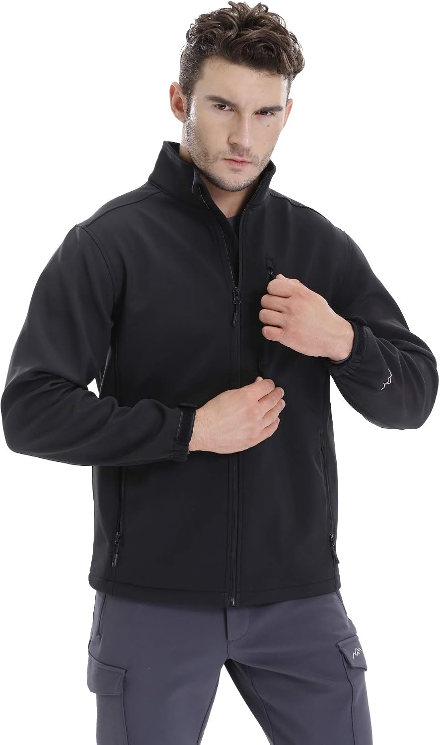 TRAILSIDE SUPPLY CO. Men's Softshell Jacket Fleece Lined Windbreaker,Lightweight Water Resistant Winter Coat