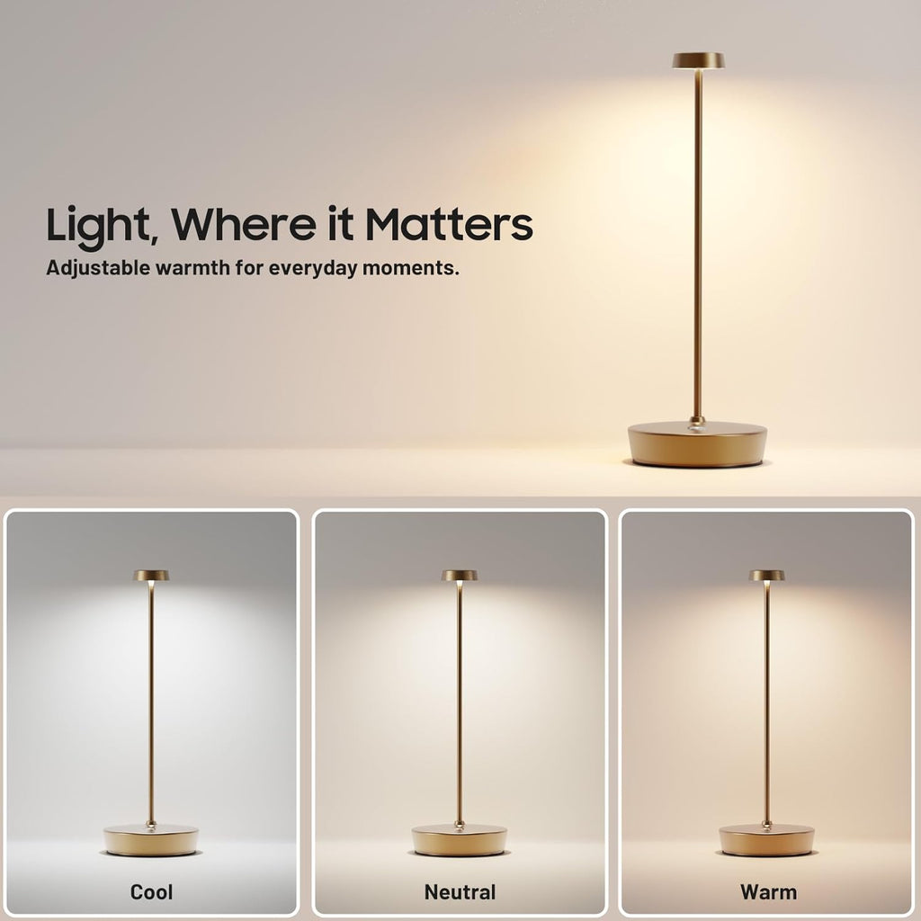 2 Pack Rechargeable Cordless Table Lamp, 6000mAh Battery Table Light