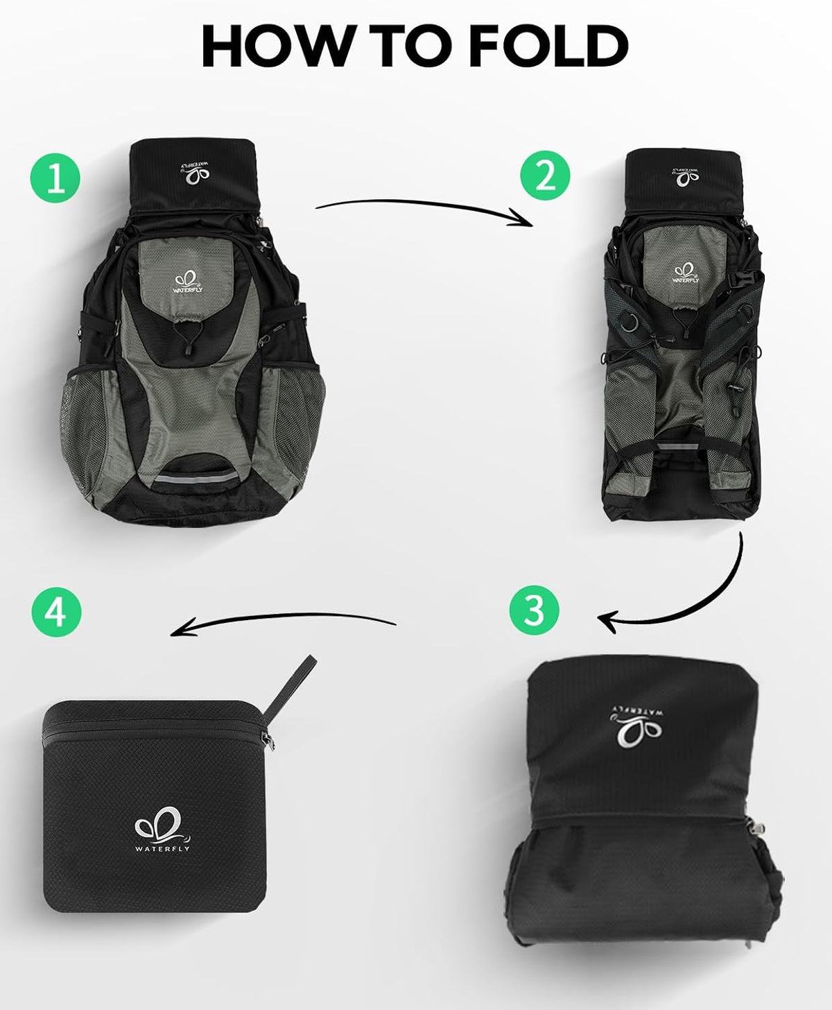 WATERFLY Lightweight Packable Hiking Backpack, 30L Day Pack