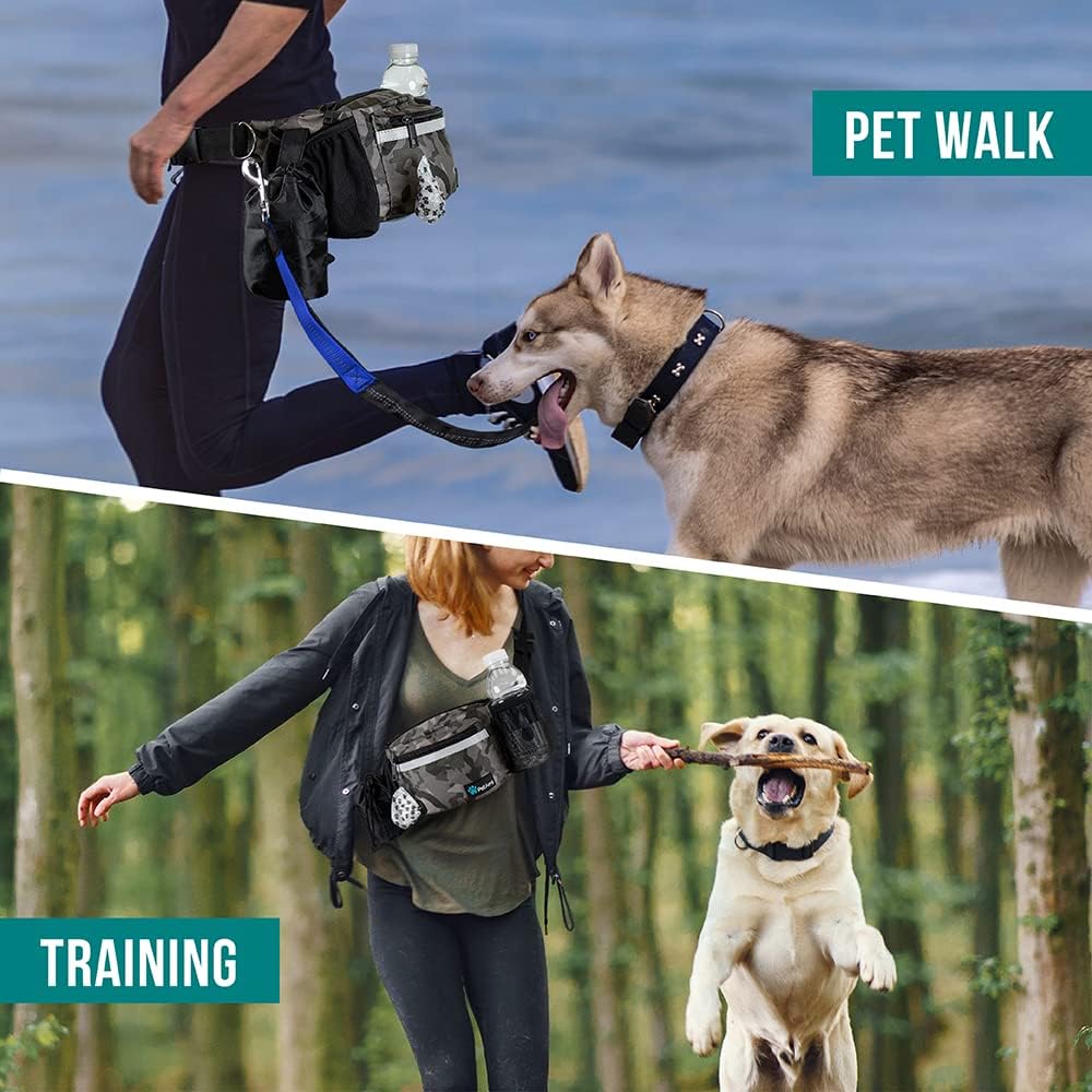 PetAmi Dog Fanny Pack, Treat Pouch for Dog Walking Training, Camo Black