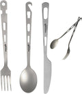 Titanium Fork Spoon Knife Set - Camping Tongs | Ultralight Backpacking Utensils, Travel Cutlery Set, Heat-Resistant & Rustproof, Hiking Survival Gear (Knife+ Fork+ Spoon)