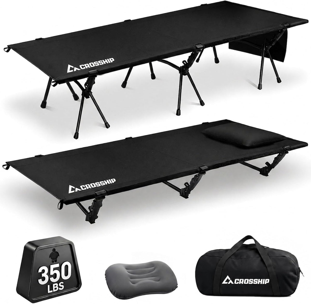 Portable Camping Cot for Adults, Heavy-Duty Folding Cot Bed