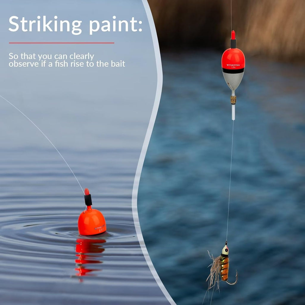 THKFISH Wood Slip Bobber for Fishing with Brass Weighted Crappie Floats