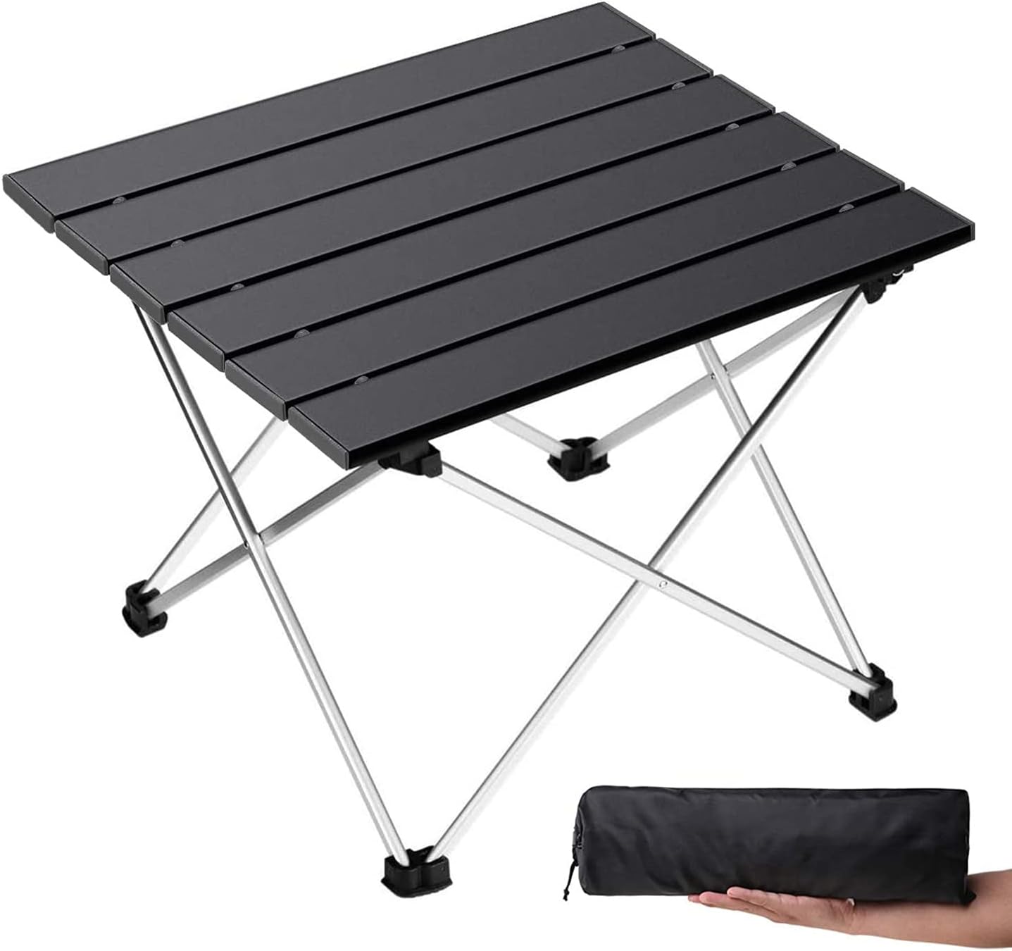 Grope Portable Camping Table,Aluminum Folding Beach Table (Black-S) | Portable & Easy to Carry, With Carry Bag for Camping, Prefect for Outdoor, Picnic, BBQ, Cooking, Festival, Beach, Home Use