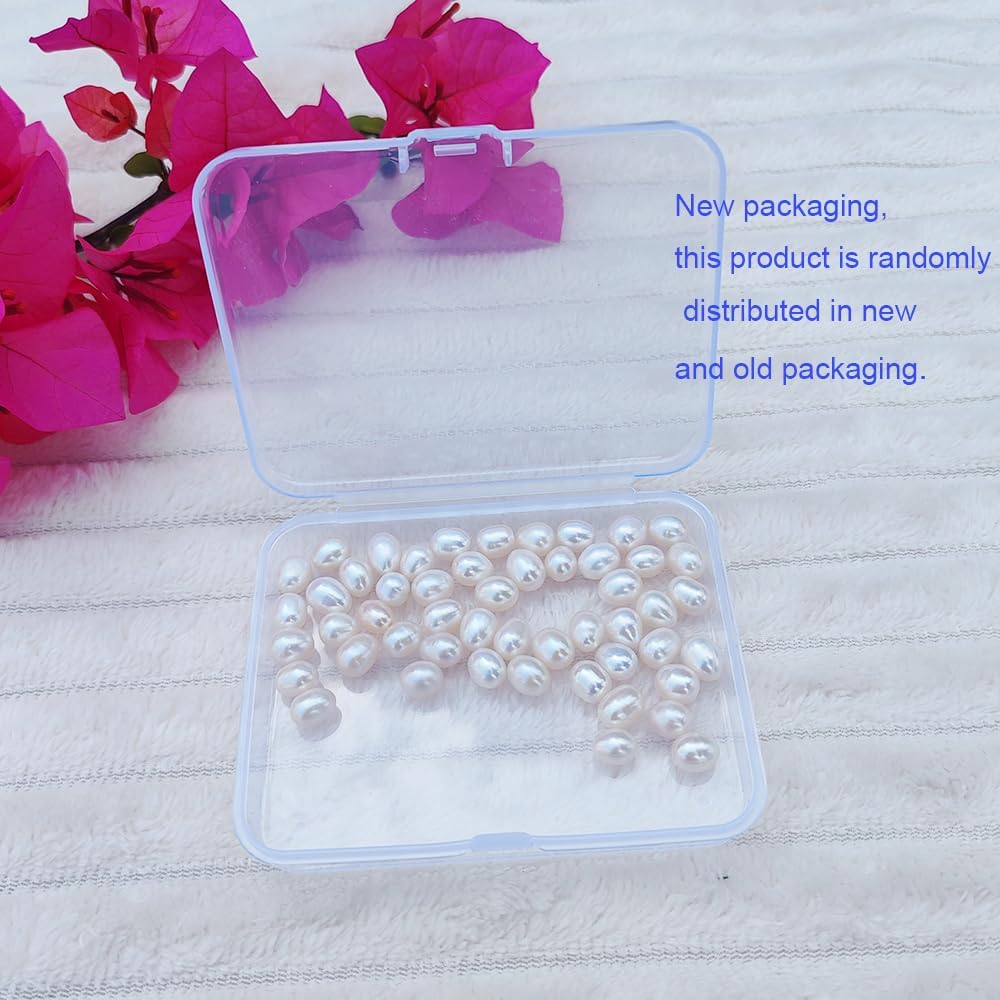50 Pcs 8-9mm No-Holes Fresh Water Pearls Beads AAA for Jewelry Making Real Freshwater Cultured Pearls Oval Pearl Beads Jewelry Production, Handicraft Production, for Manza