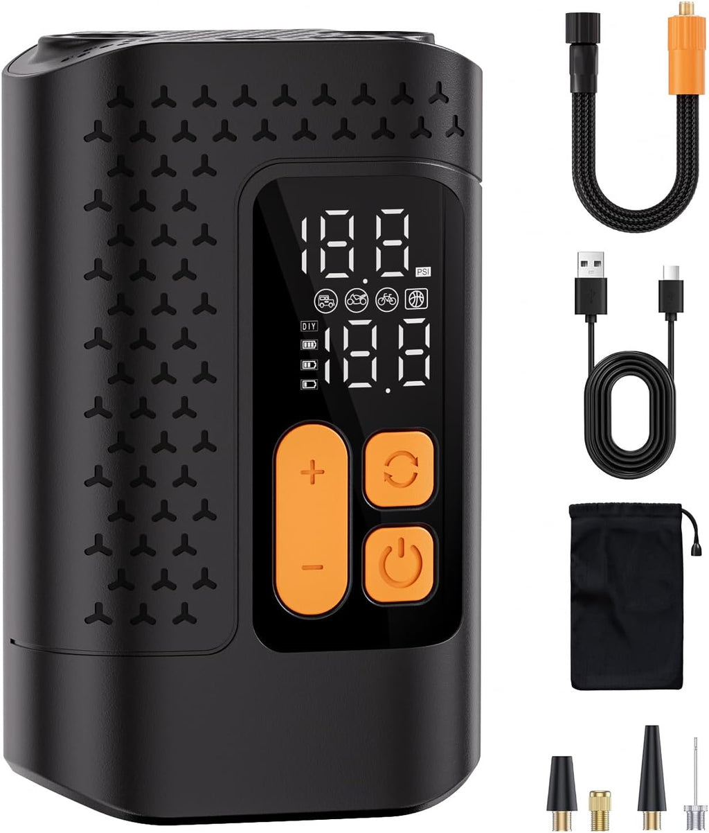 Electric Bike Pump, 160PSI Mini Bike Tire Pump, 4X Fast Bicycle Pump with Digital Pressure Gauge, Bike Air Pump for Mountain Bike, Moto, Car and Balls