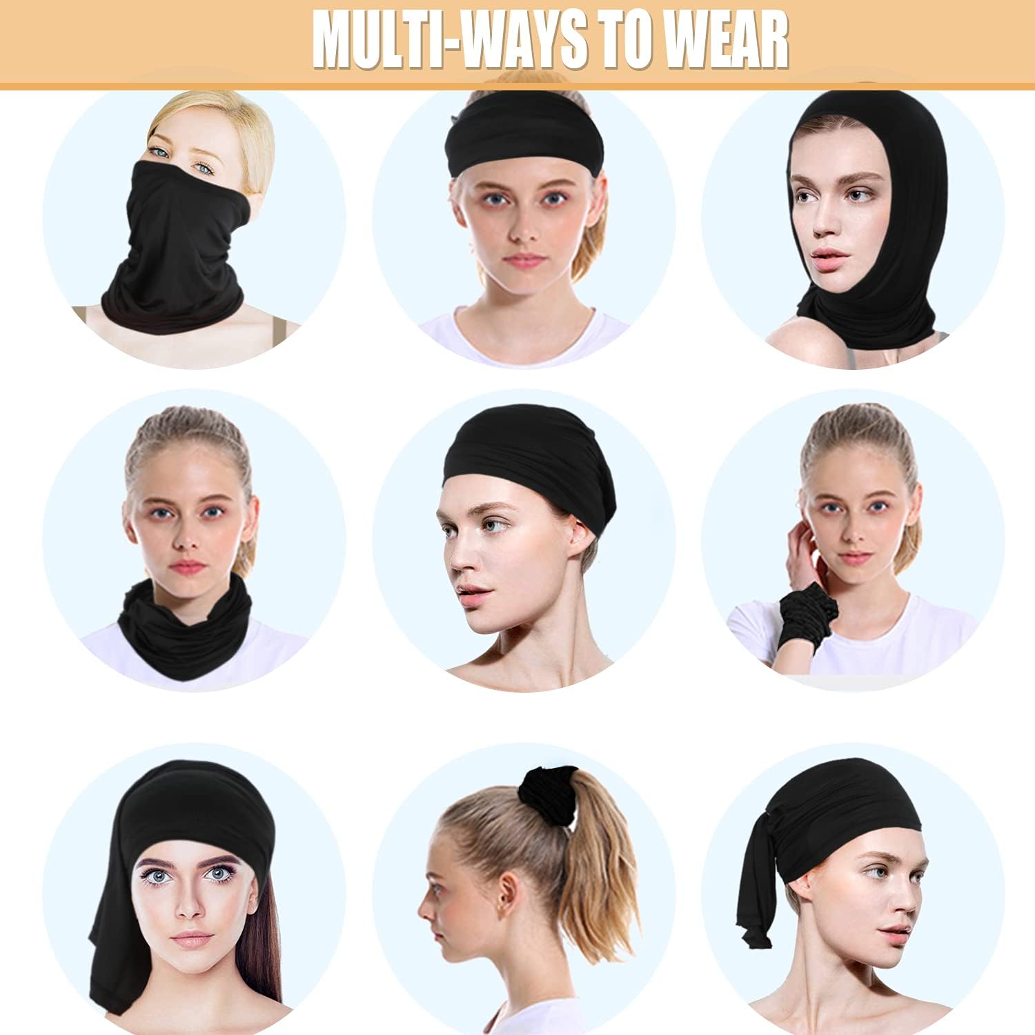 Neck Gaiter Face Mask: 6 Pack Cooling UV Sun Protection Bandana