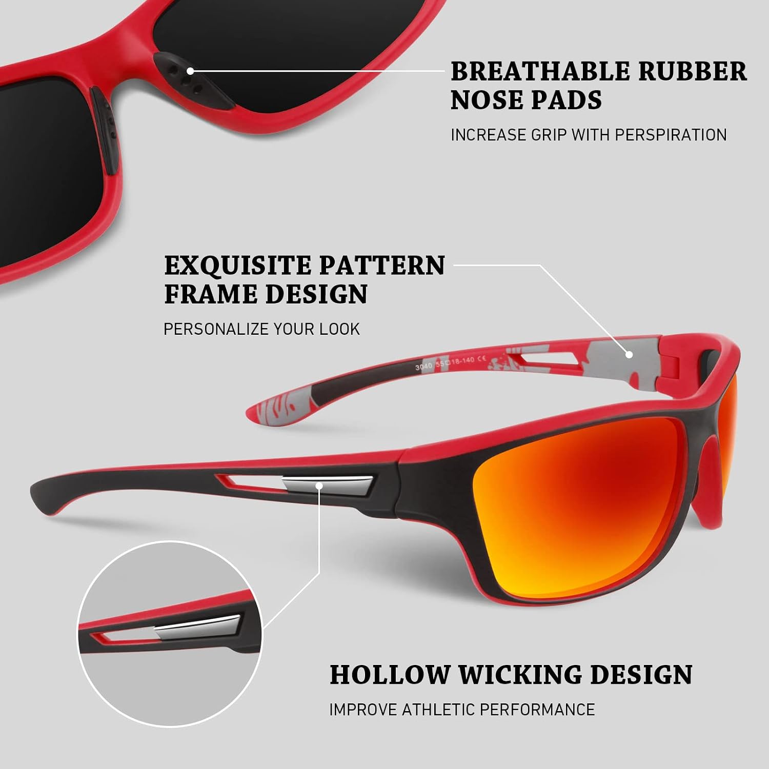 WEAROYO Polarized Sports Sunglasses Men Womens Fishing Running UV400