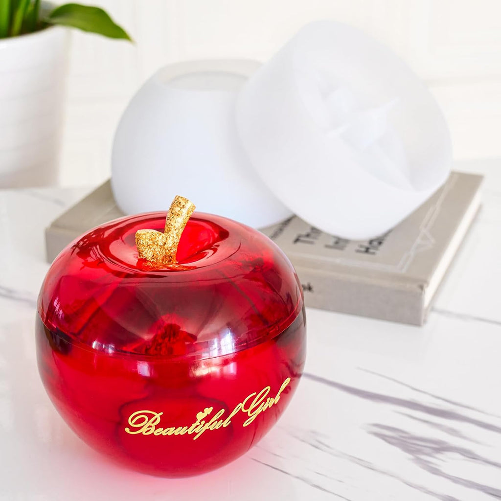 5“ Large Apple Jar Resin Mold, Jar Mold Christmas Epoxy Resin Mold with Lid