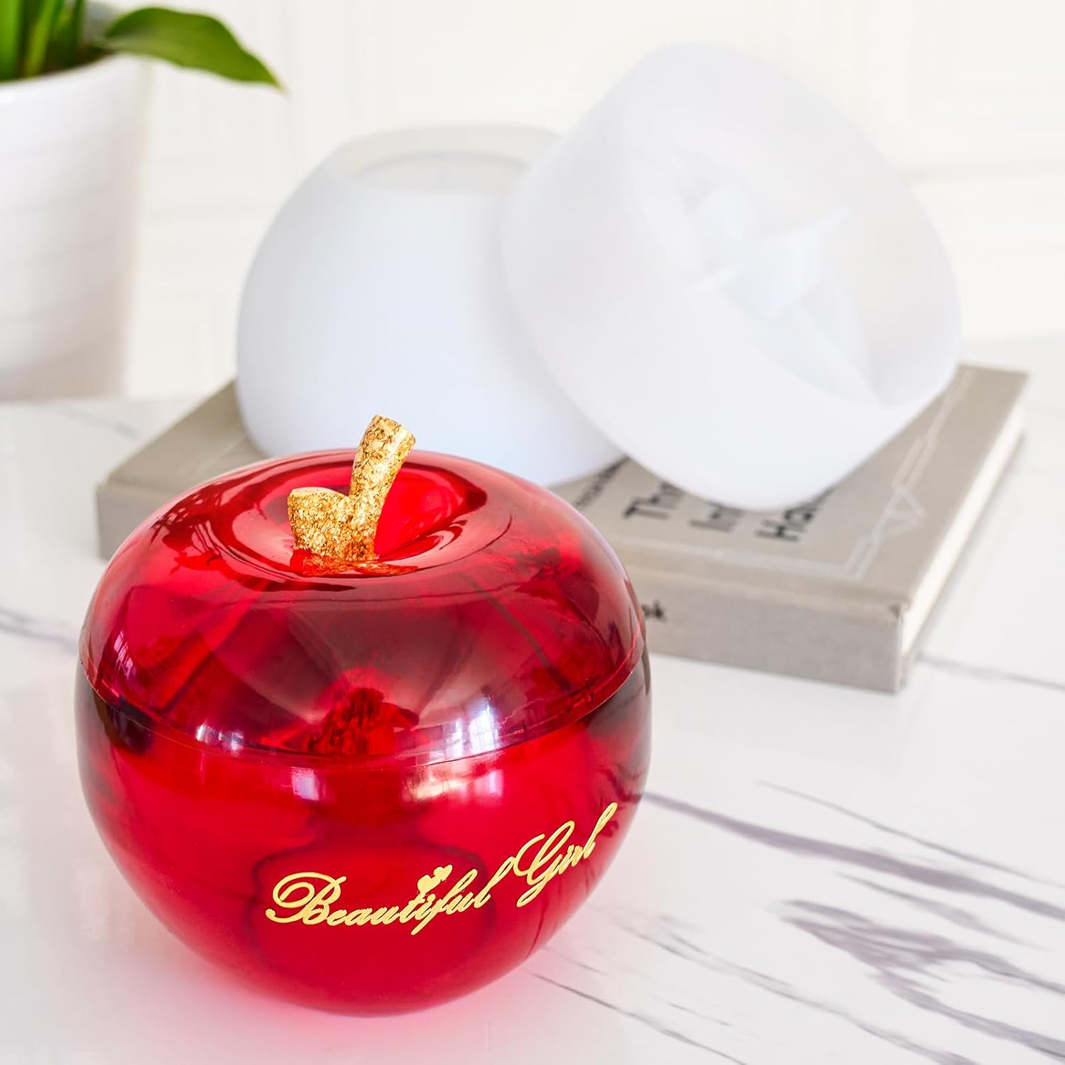 5“ Large Apple Jar Resin Mold, Jar Mold Christmas Epoxy Resin Mold with Lid