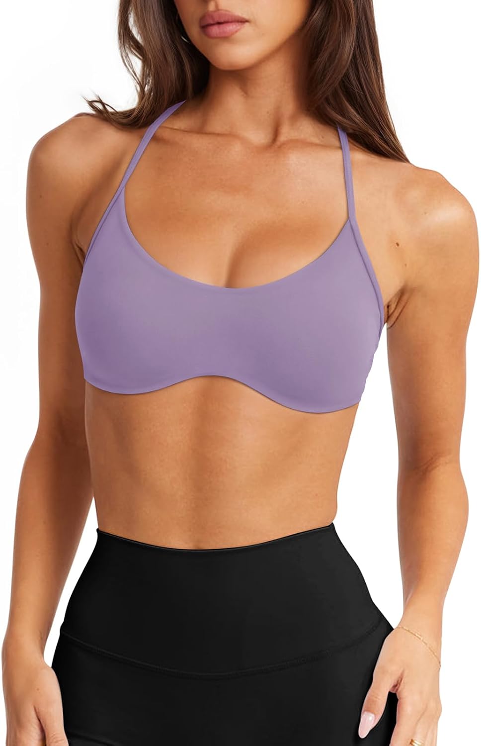 LASLULU Womens Sexy Y Back Sports Bra Padded Racerback Spaghetti Strap Workout Yoga Gym Athletic Bras Tops Bralettes