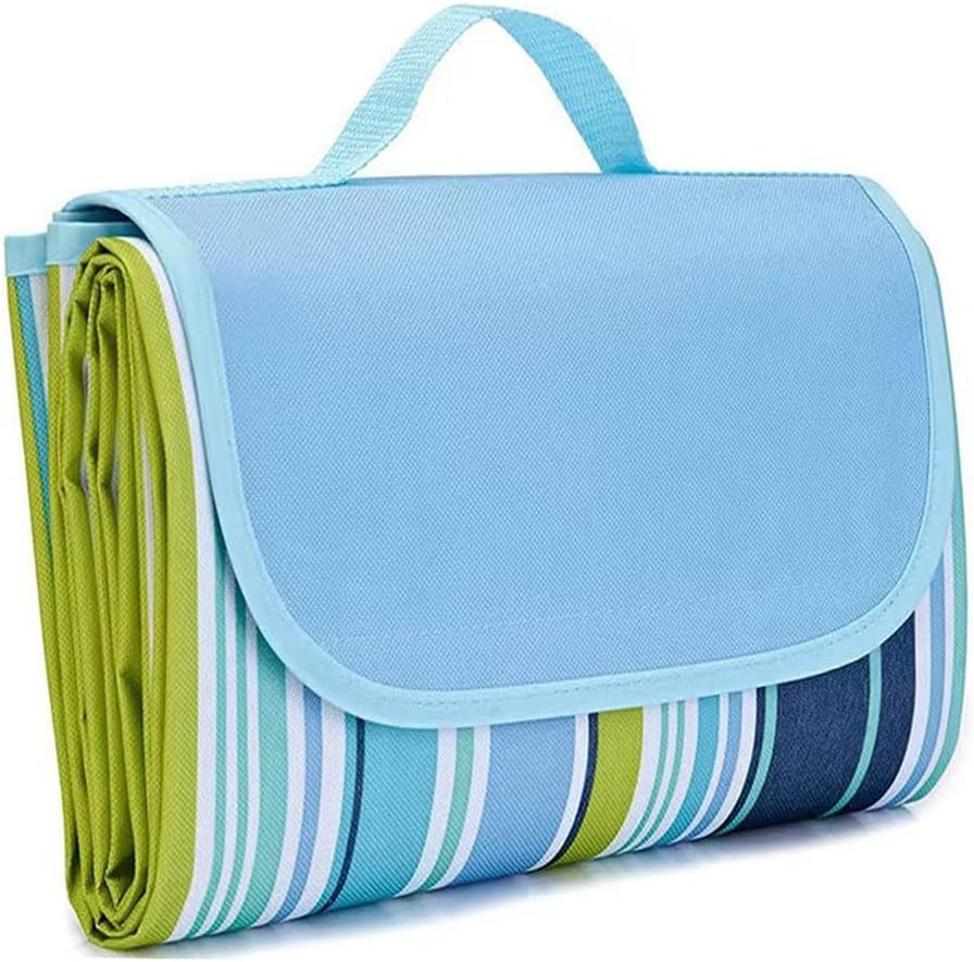 LRUUIDDE Large 80"x 60" Beach Blanket, Outdoor Picnic Blankets, Waterproof Sandproof Portable Blankets, Foldable and Lightweight for Spring Summer Camping, Beach, Park (Blue)