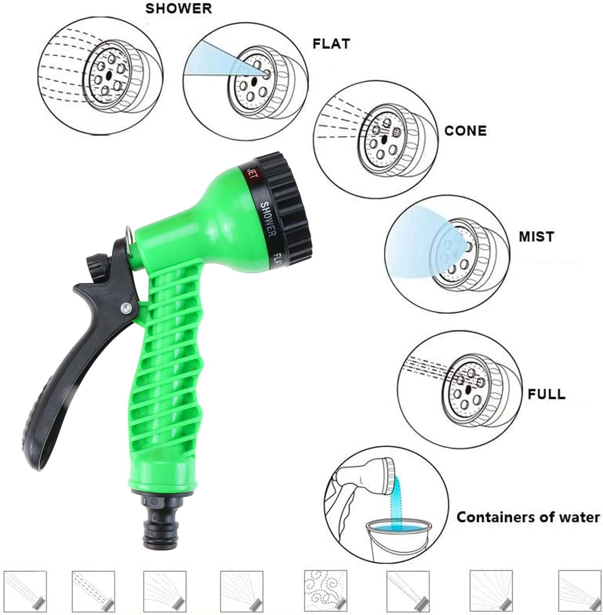 Portable Shower for Camping with 7 Spray Modes, Hand Press Camping Shower with Removable Hose and Shower Head,Pressure Rinse Kits for Hiking Traveling Garden Beach Pet Shower