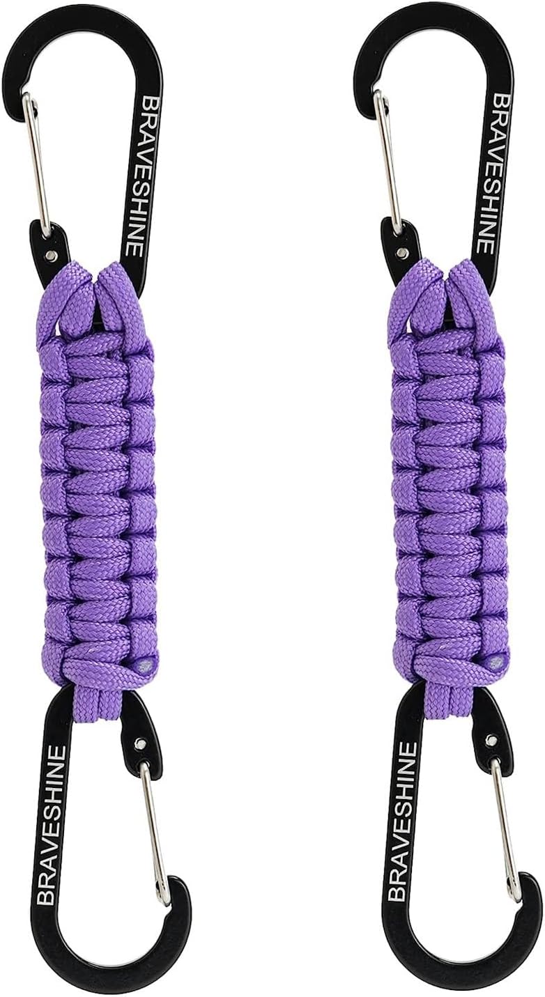 BRAVESHINE Paracord Keychain Carabiner Clip | D Ring Hanger Lanyard Hook