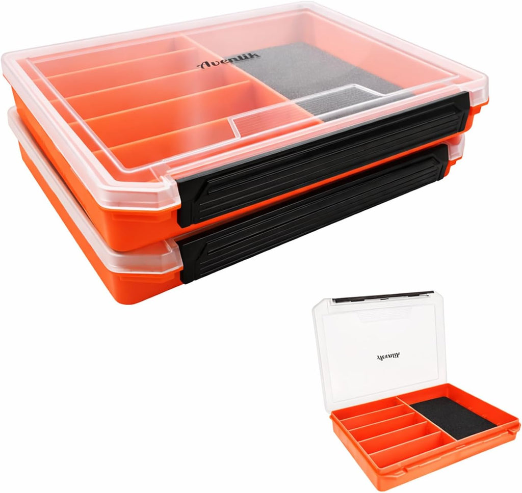 Aventik Fishing Tackle Box Slit Foam Case Jig Box Head Hooks Spinners Spoons Storage Tackle Tray (Orange-3501lure box)