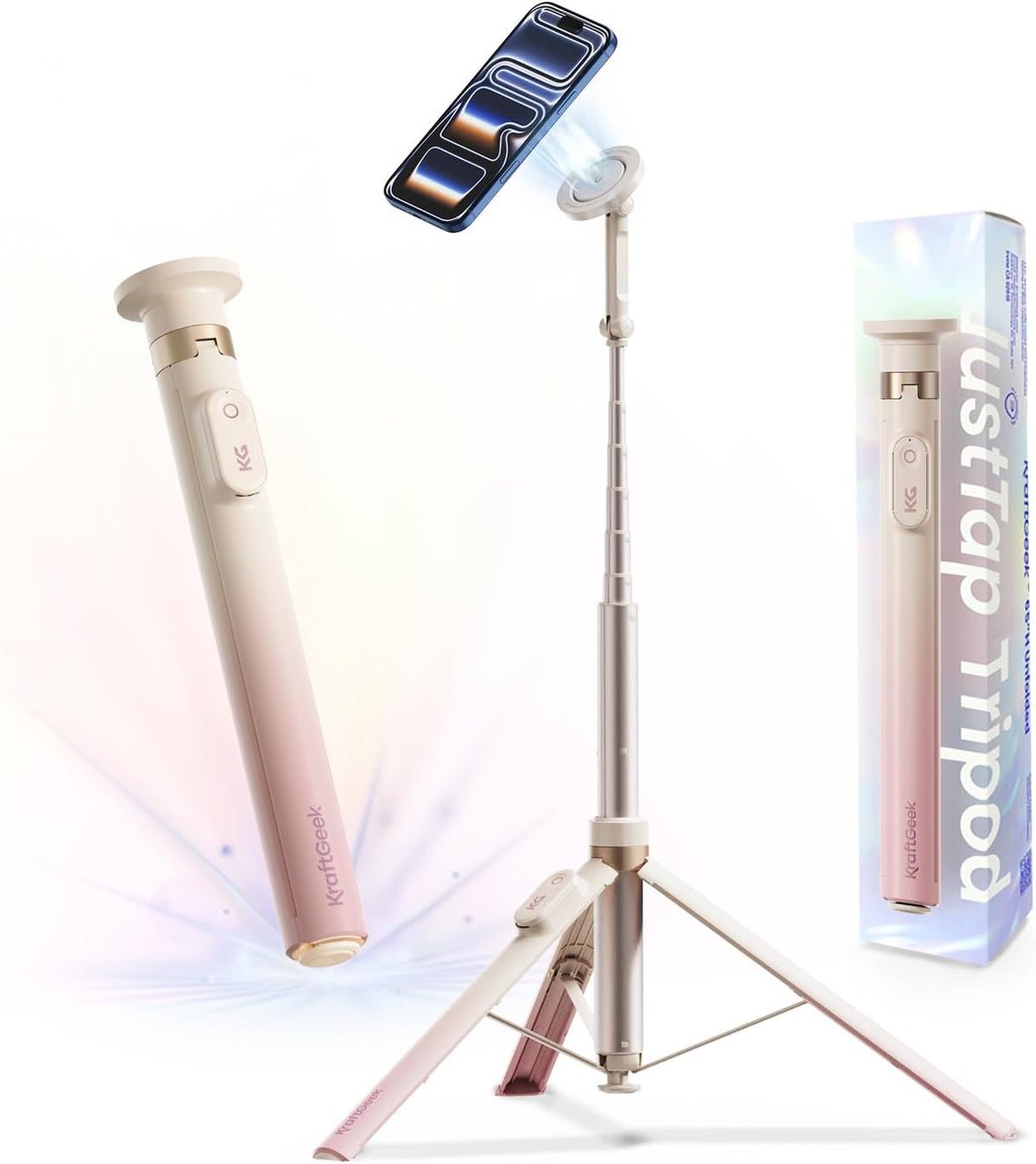 KraftGeek Magnetic Phone Tripod for iPhone, JustTap Tripod for MagSafe