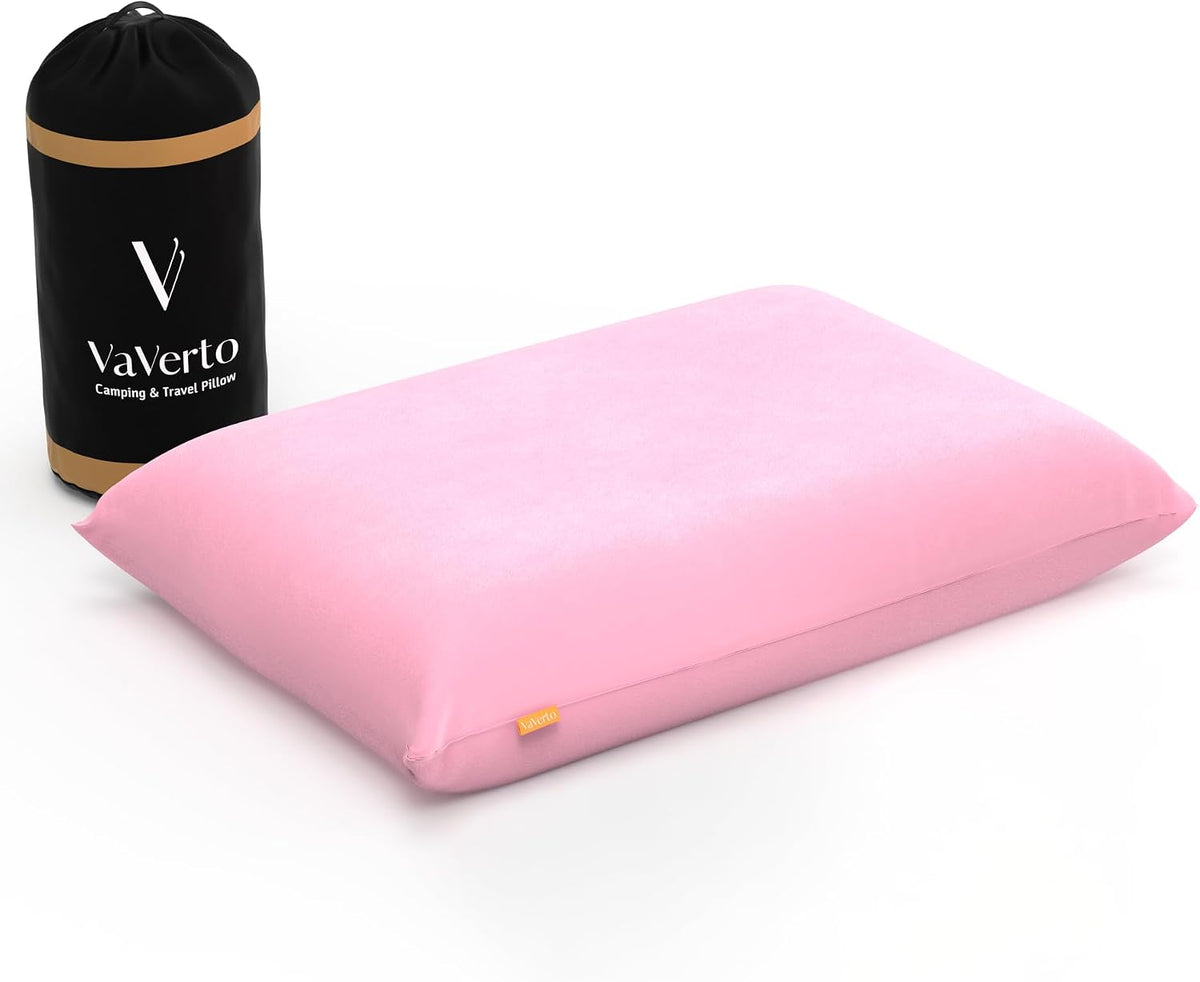Vaverto Camping Pillow - Backpacking Memory Foam Travel Pillow - Rose