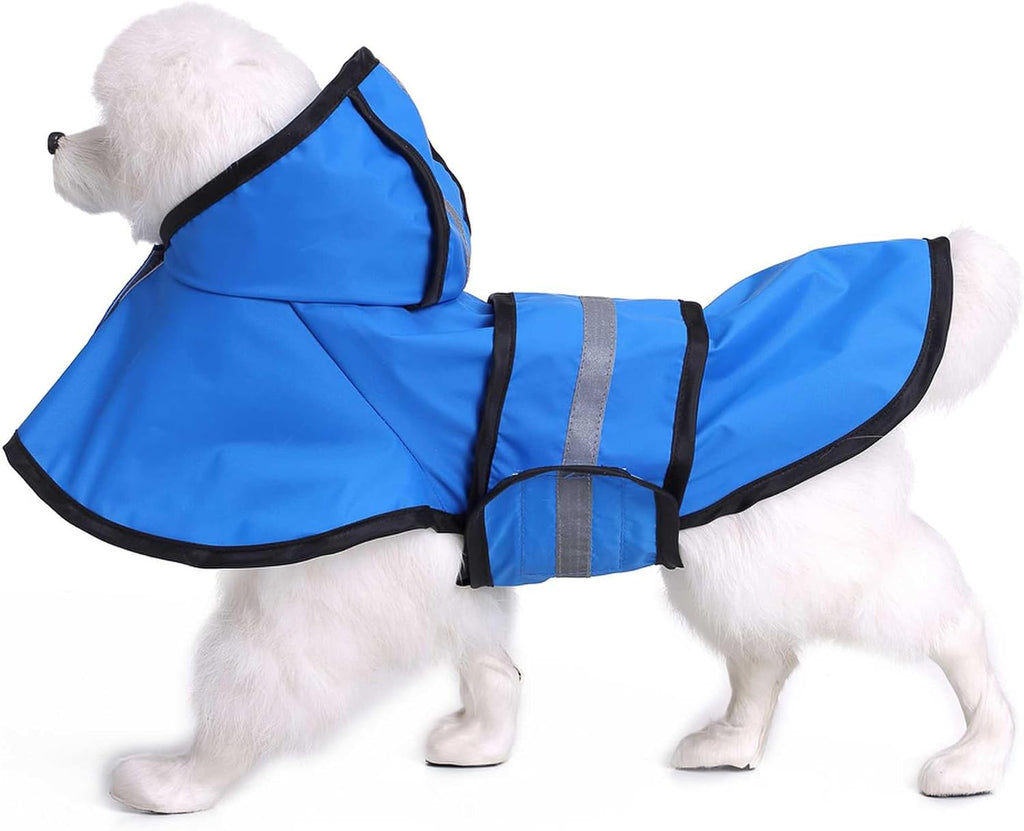 Dog Raincoat Hooded Reflective Waterproof Slicker Poncho